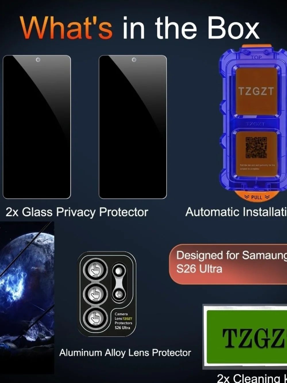 TZGZT 6 Pack Samsung Galaxy S26 Ultra Privacy Screen Protector Tempored Glass Z2